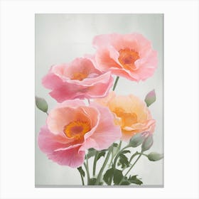 Roses Flowers Acrylic Painting In Pastel Colours 12 Canvas Print