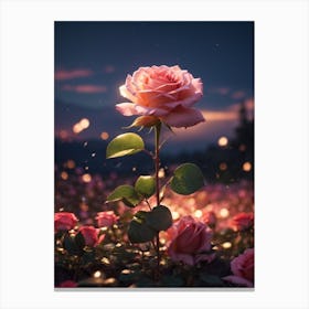 Pink Rose Print Canvas Print