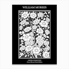William Morris  Style Cherry Blossom Black And White 2 Canvas Print