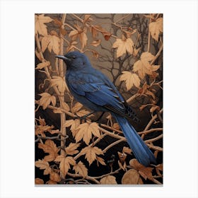 Dark And Moody Botanical Bluebird 4 Canvas Print