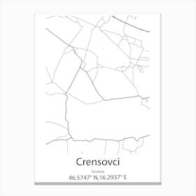 Crensovci,Slovenia Minimalist Map Canvas Print