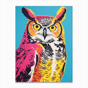 Andy Warhol Style Bird Great Horned Owl 4 Canvas Print