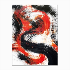 Skipped Black And Orange Abstract Canvas Print