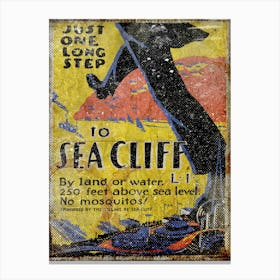 Vintage Travel Poster ― Just One Long Step To Sea Cliff 1 Canvas Print