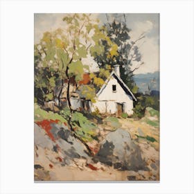Small Cottage And Trees Lanscape Painting 7 Canvas Print
