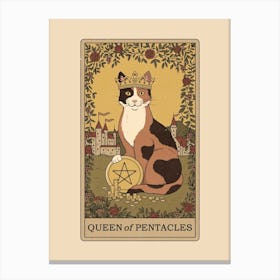 Queen Of Pentacles   Cats Tarot Canvas Print