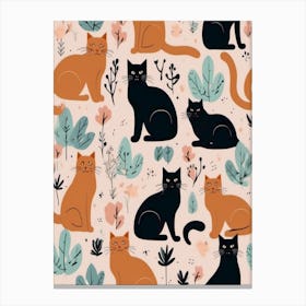 Cats On A Pink Background Canvas Print