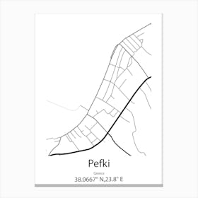 Pefki,Greece Minimalist Map Canvas Print