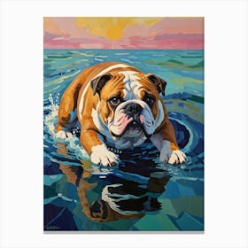 Bulldog In The Water Canvas Print