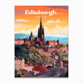 Edinburgh Scotland Sunrise Travel Art Illustration Canvas Print