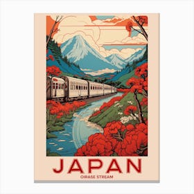 Oirase Stream, Visit Japan Vintage Travel Art 2 Canvas Print