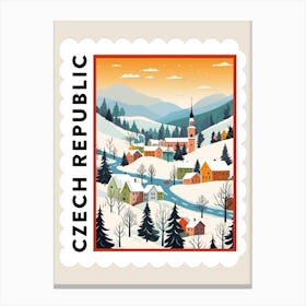 Retro Winter Stamp Poster Cesky Krumloy Czech Republic 1 Canvas Print