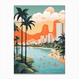 Waikiki Beach Hawaii, Usa, Graphic Illustration 2 Canvas Print