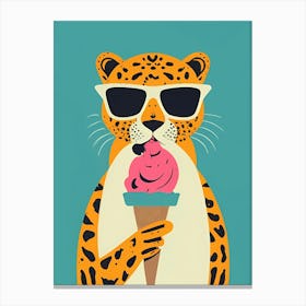 Leopard Eating Ice Cream Canvas Print