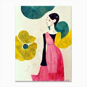 Pressed Flowers Girl Canvas Print