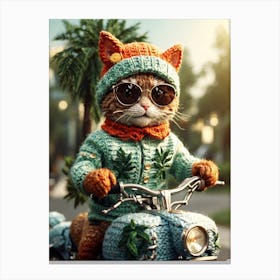 Cat On A Motorcycle 1 Canvas Print