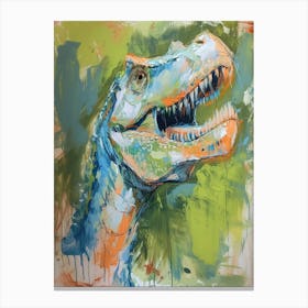 Muted Green Dinosaur Portrait Canvas Print