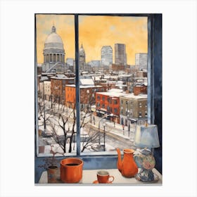 Winter Cityscape Boston Usa 1 Canvas Print