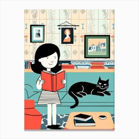 Girl Reading A Book Canvas Print