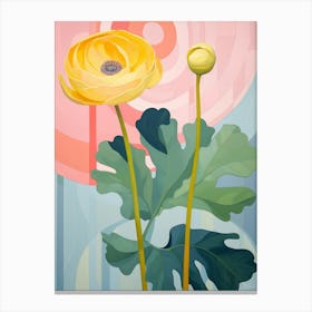 Ranunculus 2 Hilma Af Klint Inspired Pastel Flower Painting Canvas Print