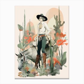 Collage Of Cowgirl Cactus 1 Canvas Print