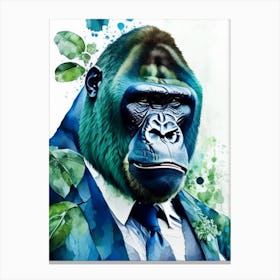 Gorilla In Tuxedo Gorillas Mosaic Watercolour 2 Canvas Print