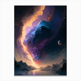 Blue Purple Nebula Night Sky Canvas Print