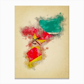 Mozambique Flag Vintage Canvas Print