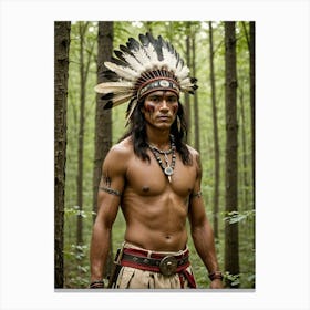 Indian Man In The Woods 8 Canvas Print