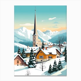 Vintage Winter Travel Illustration Bavaria Germany 4 Canvas Print