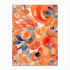 Orange And Blue Watercolor Painting Canvas Print