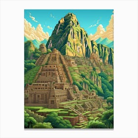 Machu Picchu Pixel Art 1 Canvas Print