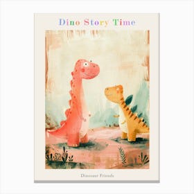 Watercolour Storybook Dinosaur Friends Painting Poster Canvas Print