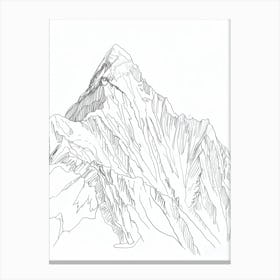 Kala Patthar Nepal Line Drawing 7 Canvas Print