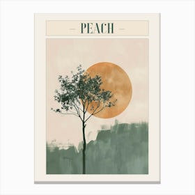 Peach Tree Minimal Japandi Illustration 1 Poster Canvas Print