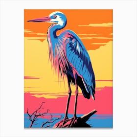 Andy Warhol Style Bird Great Blue Heron 4 Canvas Print
