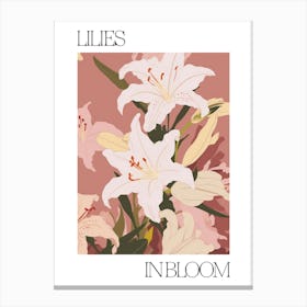 Lilies In Bloom Flowers Bold Illustration 2 Canvas Print