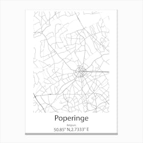 Poperinge,Belgium Minimalist Map Canvas Print