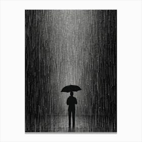 Silhouette Of A Man In The Rain Canvas Print