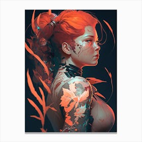Red Hair Flower Girl Canvas Print