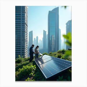 Solar Panels On A Rooftop Toile