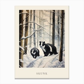 Winter Watercolour Skunk Poster Canvas Print