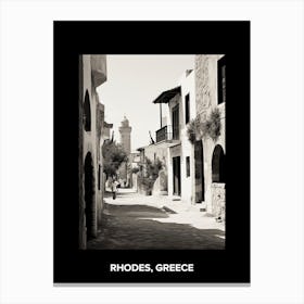 Poster Of Rhodes, Greece, Mediterranean Black And White Photography Analogue 2 Canvas Print
