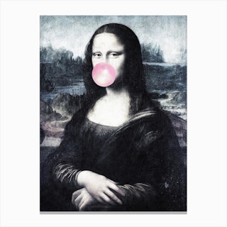 Mona Lisa Blowing Bubblegum Canvas Print