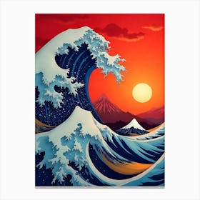 Great Wave Off Kanagawa sunset ocen waves Canvas Print