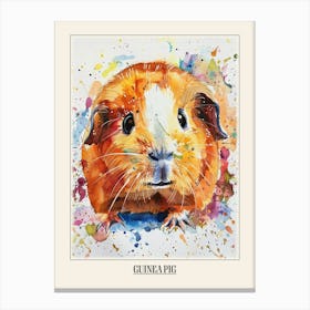 Guinea Pig Colourful Watercolour 4 Poster Canvas Print