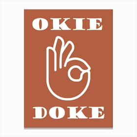 Okie Doke sign Language Print, Trendy Poster, Terracotta Orange Minimalist Home Decor Canvas Print