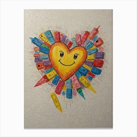 Heart Of Crayons Canvas Print