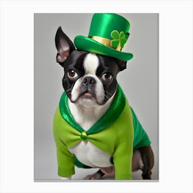 St Patrick'S Day Boston Terrier 5 Canvas Print