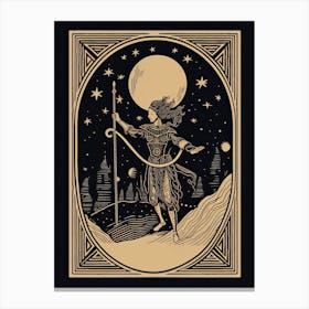 The Moon Tarot Card, Vintage 1 Canvas Print